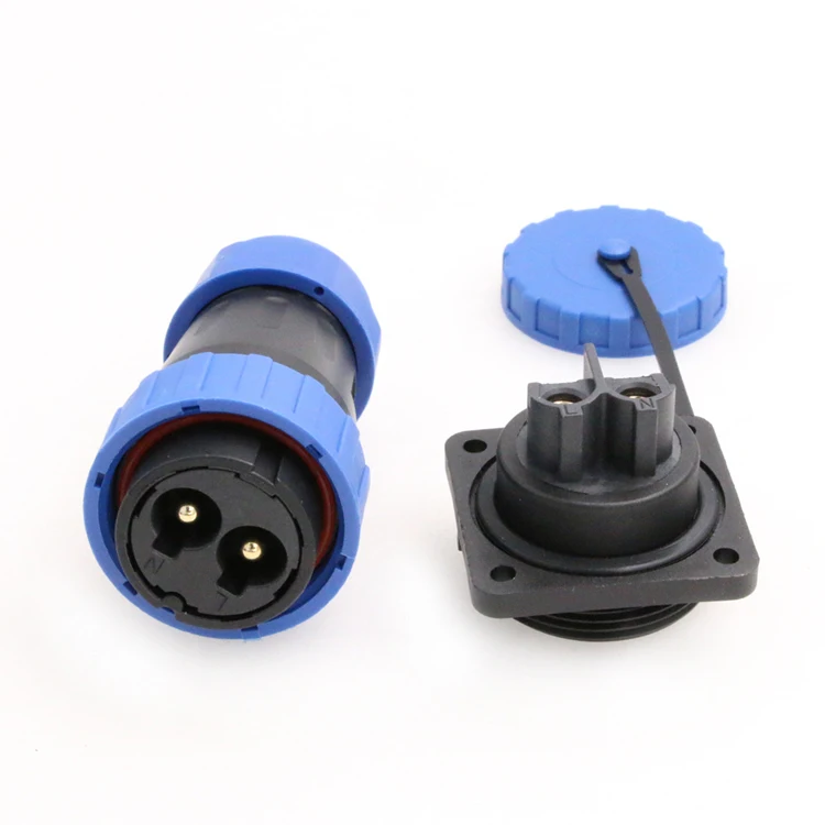 Solder-free screw connection IP68 Panel Mount TY28 Square 2 Pin 45A Male Female Power Plug Circular Waterproof Connectors