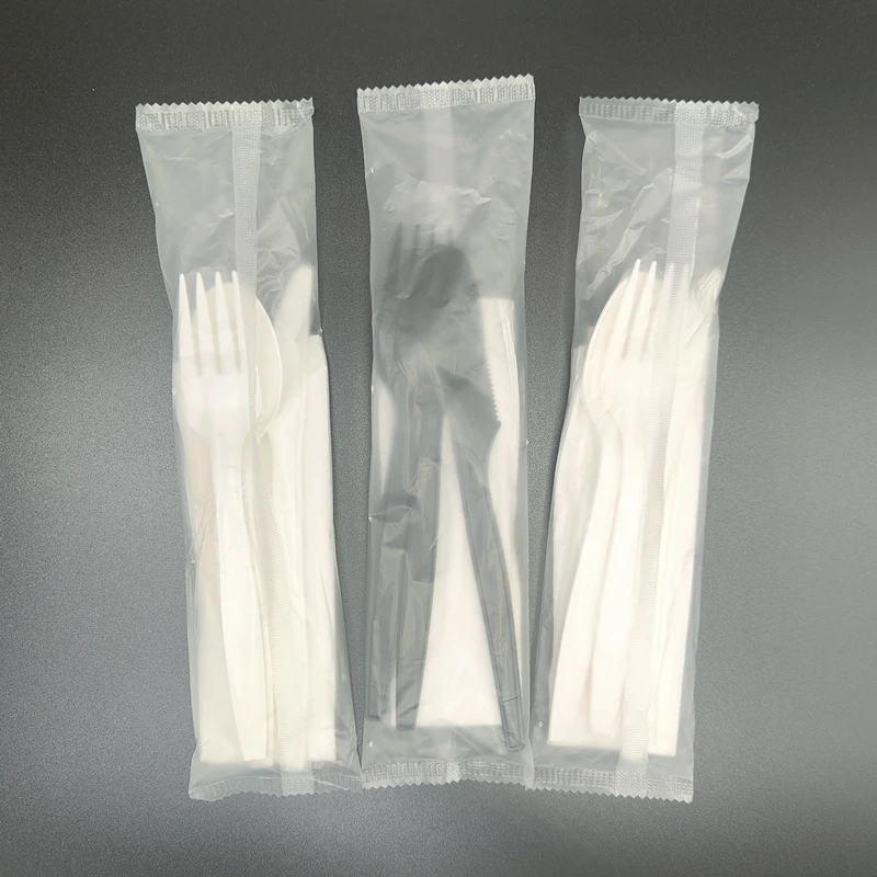 Customized Packaging CPLA Fork Spoon Knife 100%Biodegradable Disposable Cutlery Set With Compostable Packing or Opp Packing Bag