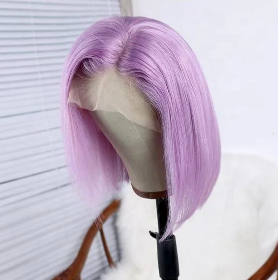 Eli Hair New Arrival Fairy Light Purple Fashion Color Lace Front Bob Wigs Customized pink bule red orang colored human hair wigs