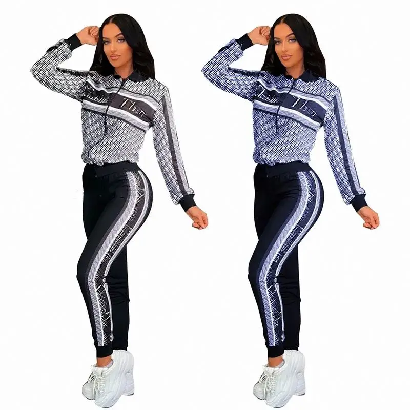Fall Winter Designer Print joggers Suit Tracksuits Designer Print Zipper Up 2 Piece Pants Set Brand Luxury Two Piece Sets