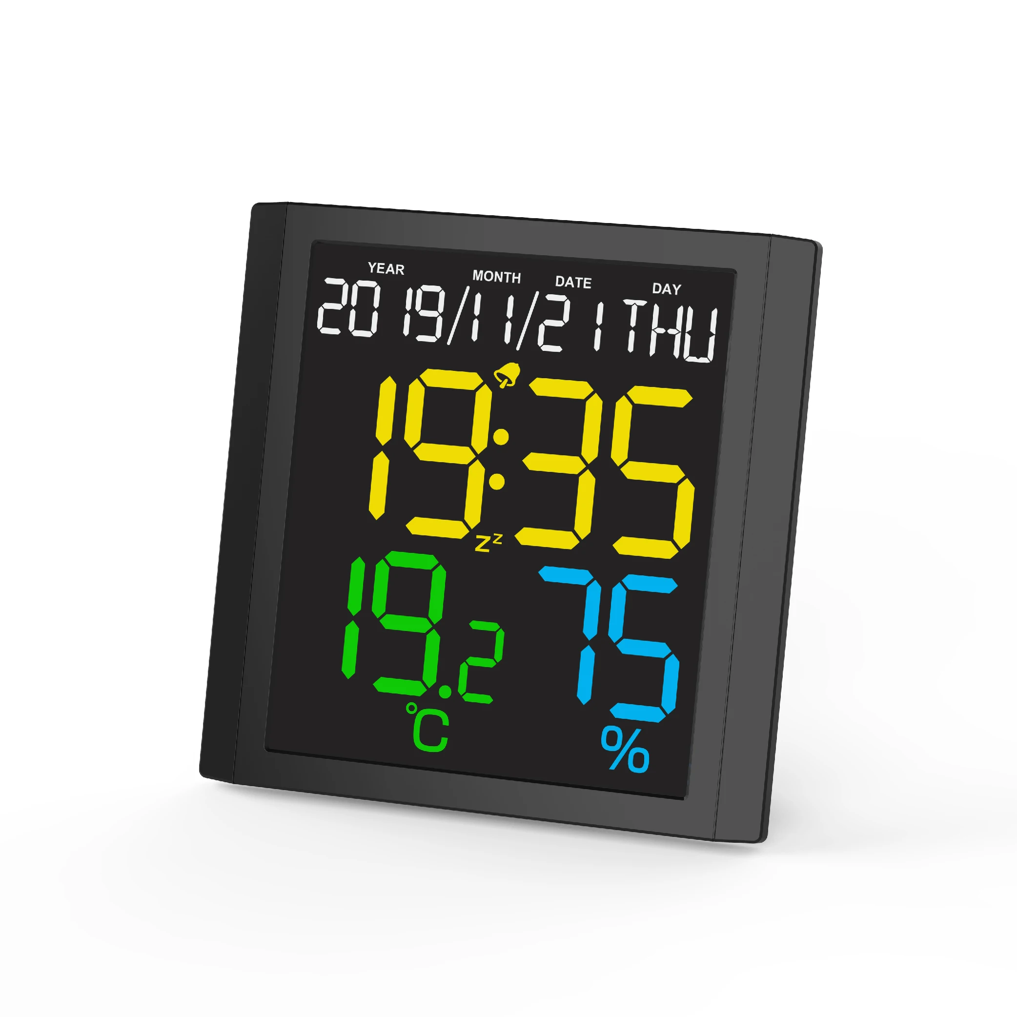 EWETIME Big Screen Wall Clock Table Clock Decoration with Calendar Thermometer and Hygrometer LED Display