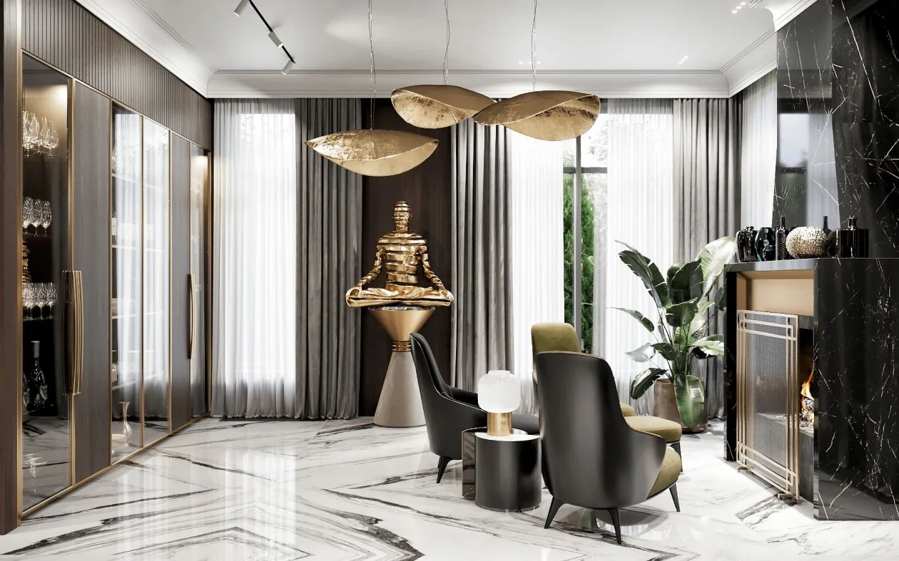 Luxury Home Project Wall Living Room 3d Interior Design Services