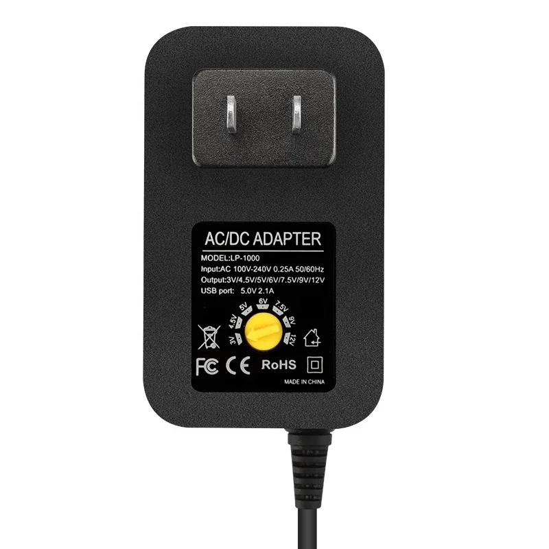 3V 4.5V 5V 6V 7.5V 9V 12V with 5V 2A USB 30W Multi Voltage Tip Adjustable Power Adapter Universal