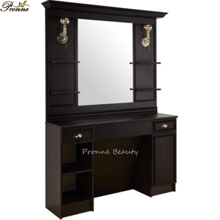 Elegant classy hair salon mirrors dressing table front wash barber station with ceramic basin
