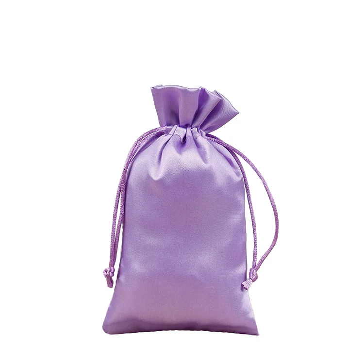Customizable Logo Satin Striped Drawstring Smooth Silk Underwear Wig Dust Bag pocket gifts bag cosmetic bag