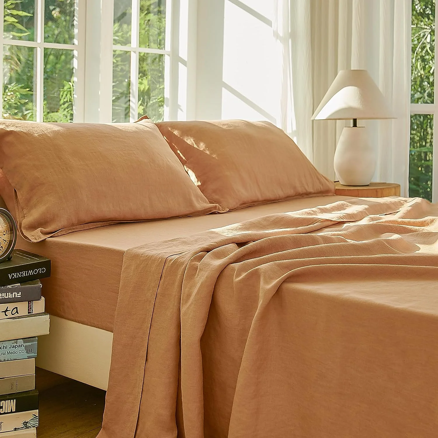 Beige bedding linen set twin xl 100% flax bedsheet bedding set egypt linen crib bedding set cot bedlinen baby comforter