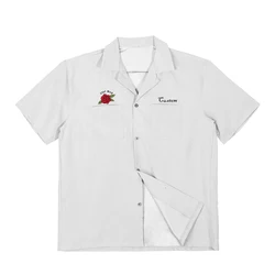 Wholesale Custom Logo Mens Camp Collar Uniform Printed Open Button Up Half Sleeved Letter Two Pocket Plaid Casual Shirts For Men