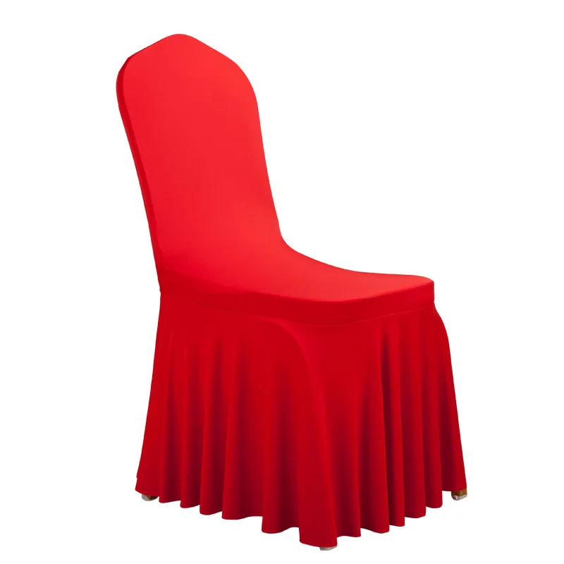 Pure White High Quality Banquet Used Spandex Plain Dyed Chair Covers With Sundress