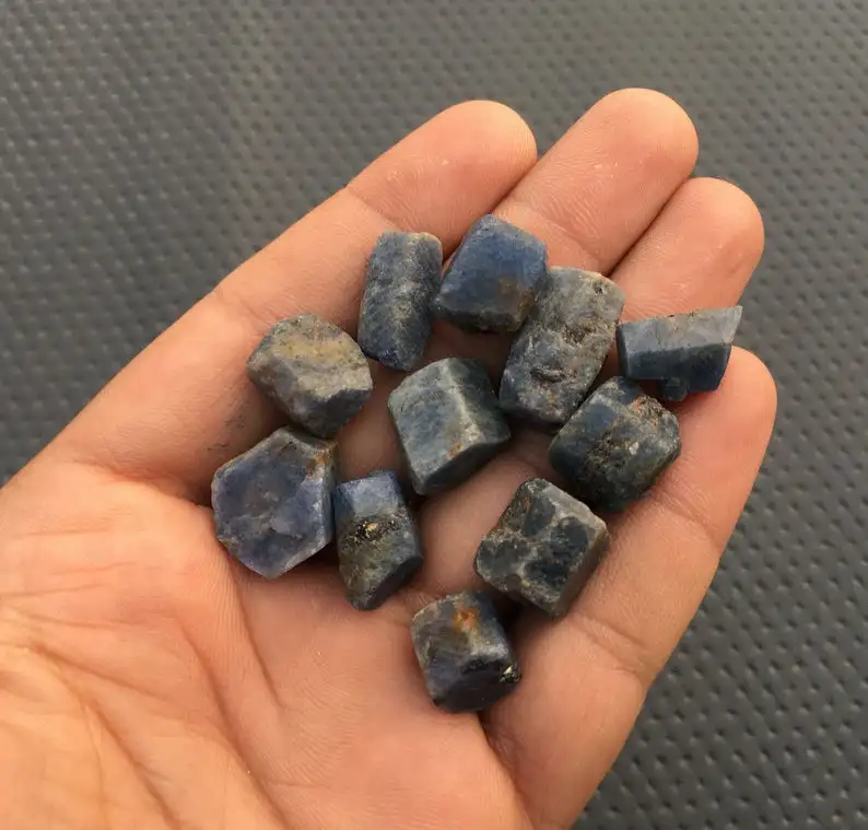 10 Pieces Natural Blue Sapphire Untreated Rough Loose Handcut Gemstone For Making DIY Jewelry High Quality