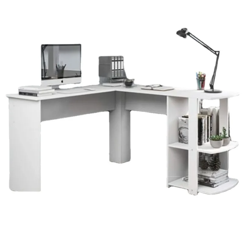 Simple L-type Study Office Computer Desk Wooden L-Shaped Computer Desks Home Office PC Study Writing Table With Storage Shelves