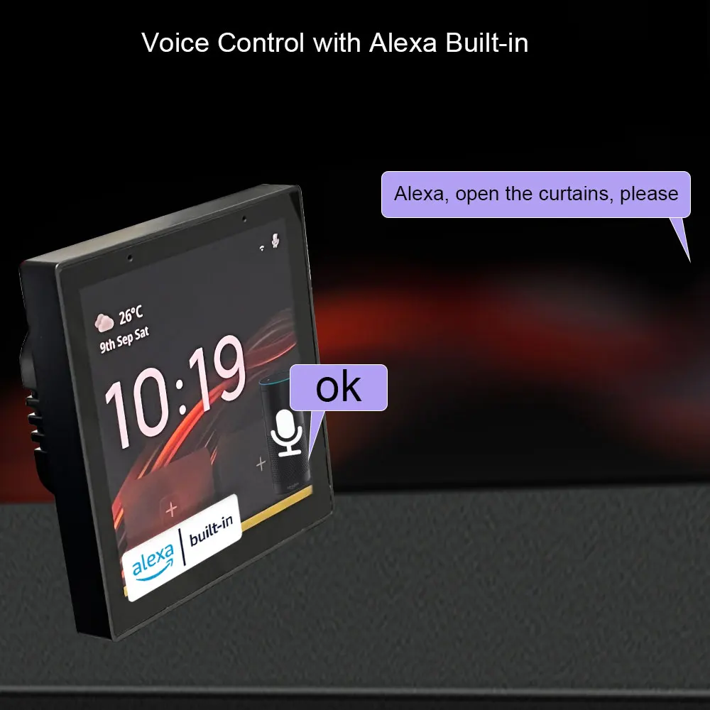 SZMYQ Tuya Smart Home Center Touch Screen 4 inch Multi-function Control Panel Built-in Alexa Voice Skill with ZigBee Gateway