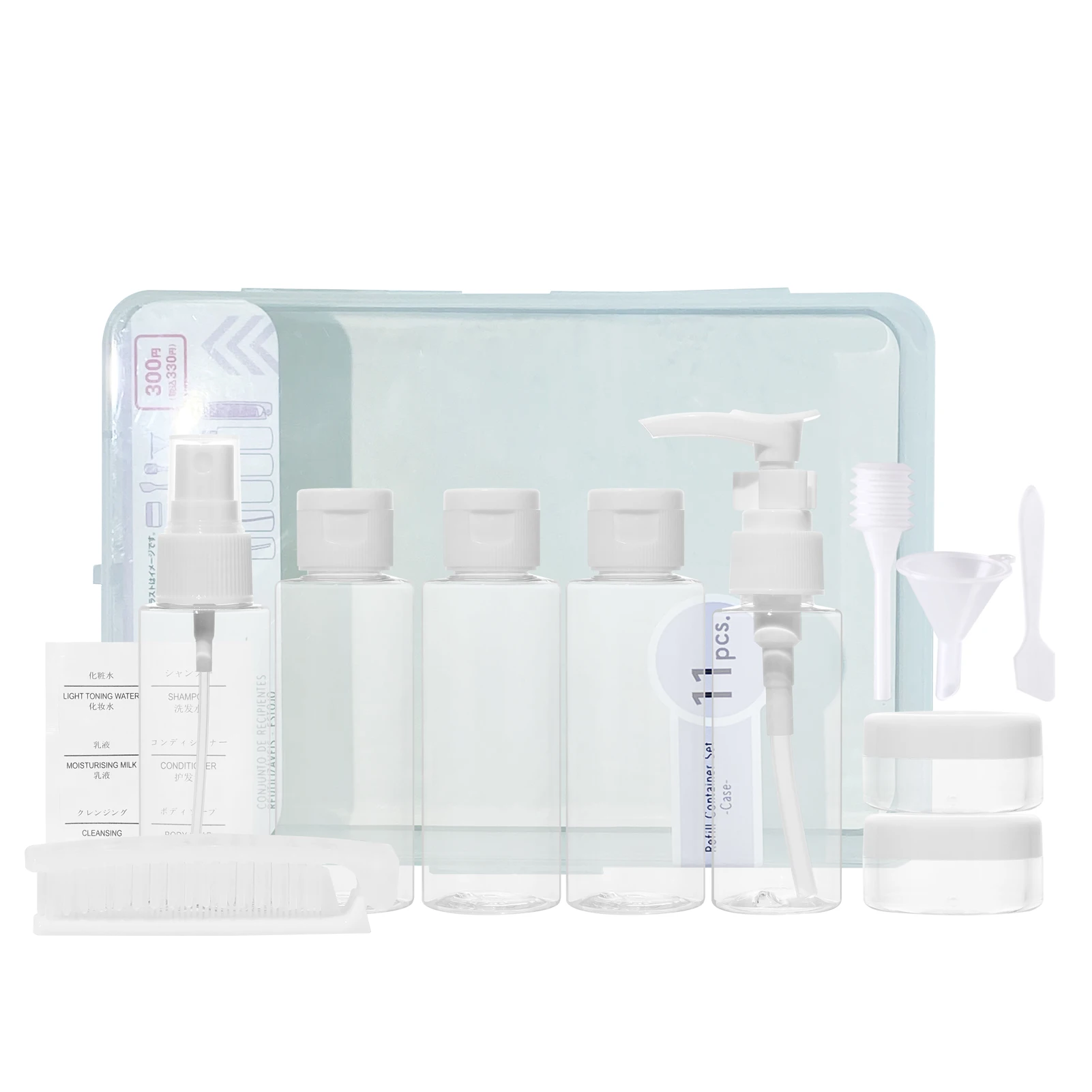 Easy to carry plastic box set vial packaging with small packaging tools cosmetic hotel travel set skin care products