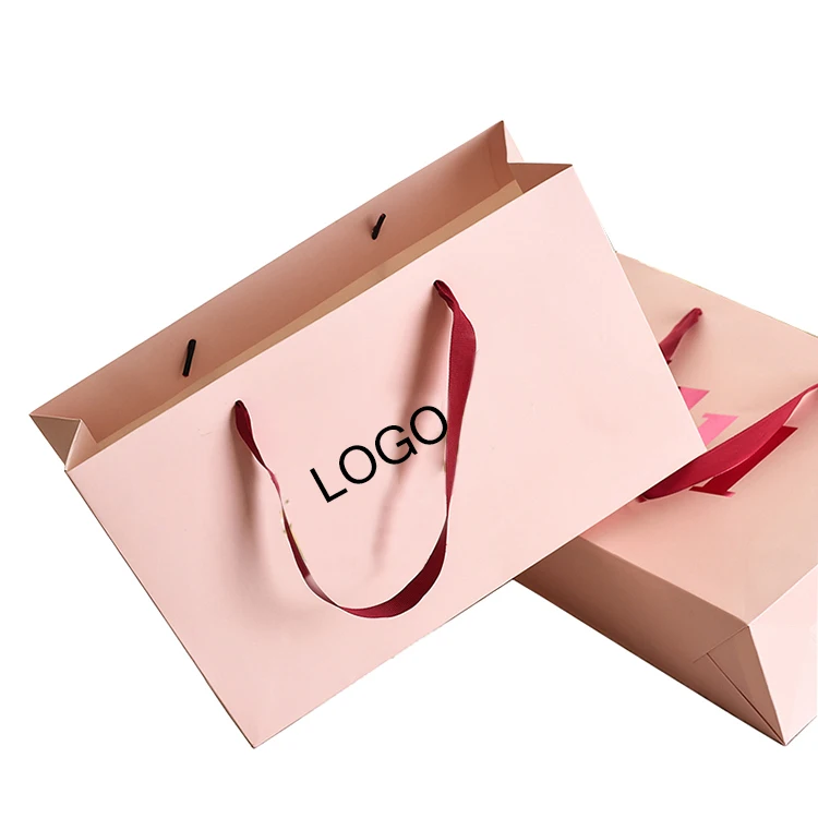 Personalized design boutique colorful ribbon luxury custom printed gift paper shopping bags with your own logo