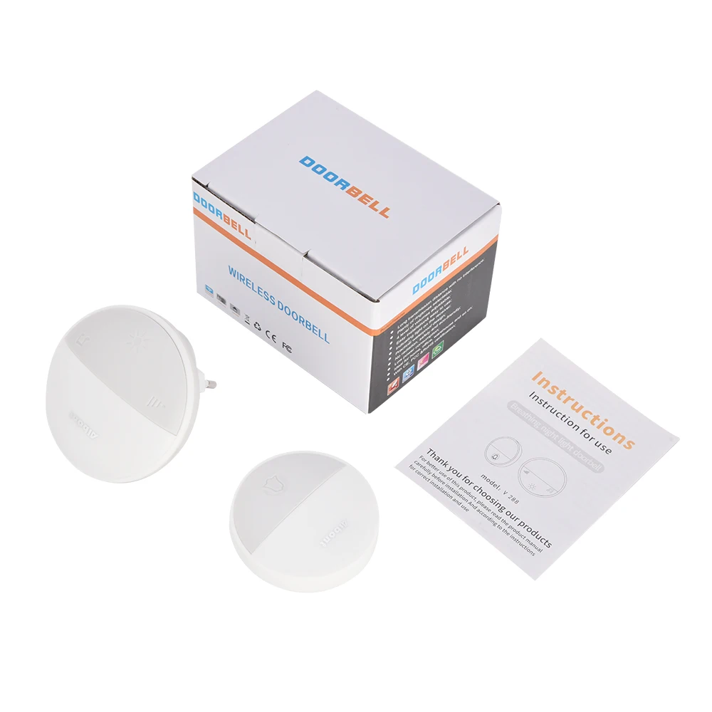 Wireless Doorbell Waterproof Door 58 Chimes With Automatic Sensor Night Light Function Operating At 500 Feet