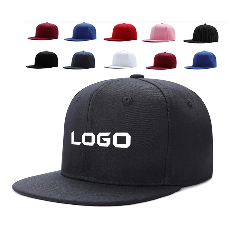 Wholesales custom logo cotton  5 panel flat brim plain snapback hip hop hat for women and men