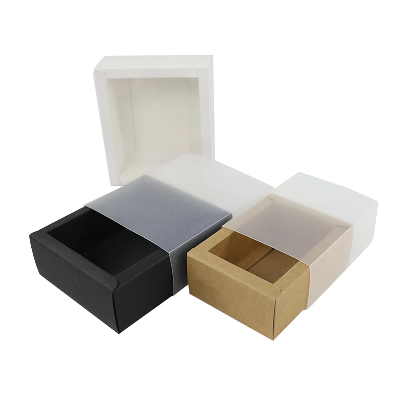 Plastic Clear Drawer Wholesale Papercard Customized High Quality Luxury Square Pastry Cookies Chocolate Packing Box