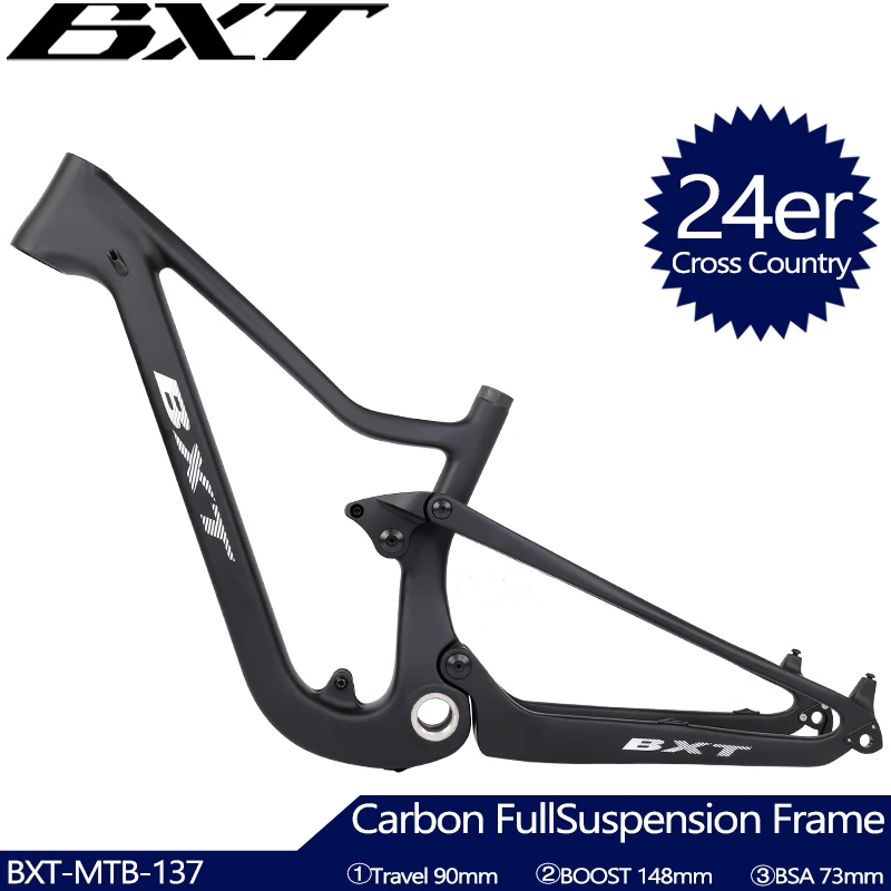 24er MTB Carbon Frame Full Suspension Teenager Sport Mountain Bike Carbon T1000 Disc Brake MTB Children Bike 20 Suspension Frame