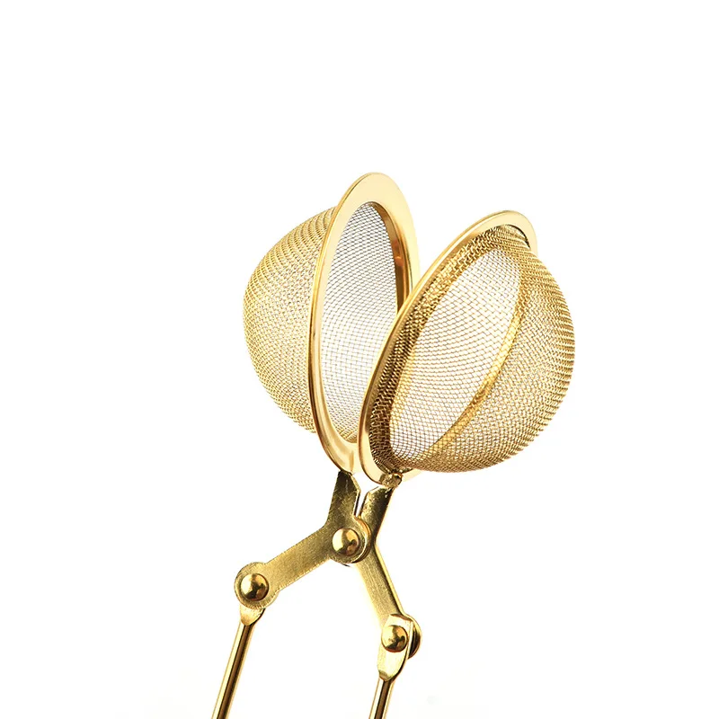 gold tea infuser metal tea ball with handle wholesale loose leaf tea tools
