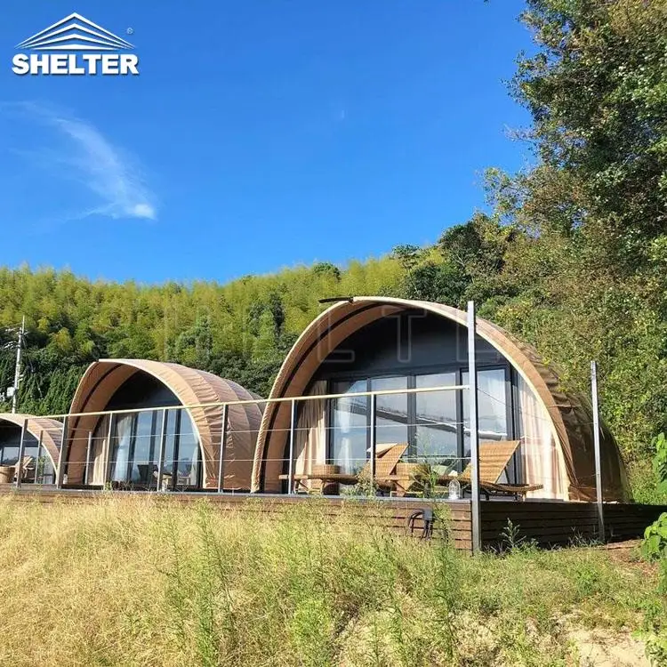 4-5 Person Unique Shape 4 Season Safari Waterproof Canvas Tent House For Camping Hotel