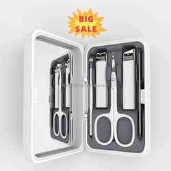 New Arrival Eco-friendly Glass Nail File Earpick Beauty Scissor 5 In 1 Nail Clipper Set With Mirror