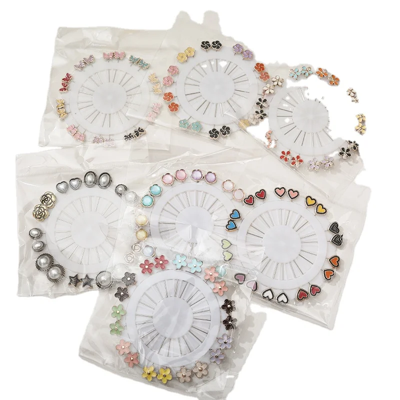 2023 Flower Designs New Fashion Colorful hijab pins all kinds of shape scarf pin brooches for Muslim ladies scarf needle pins