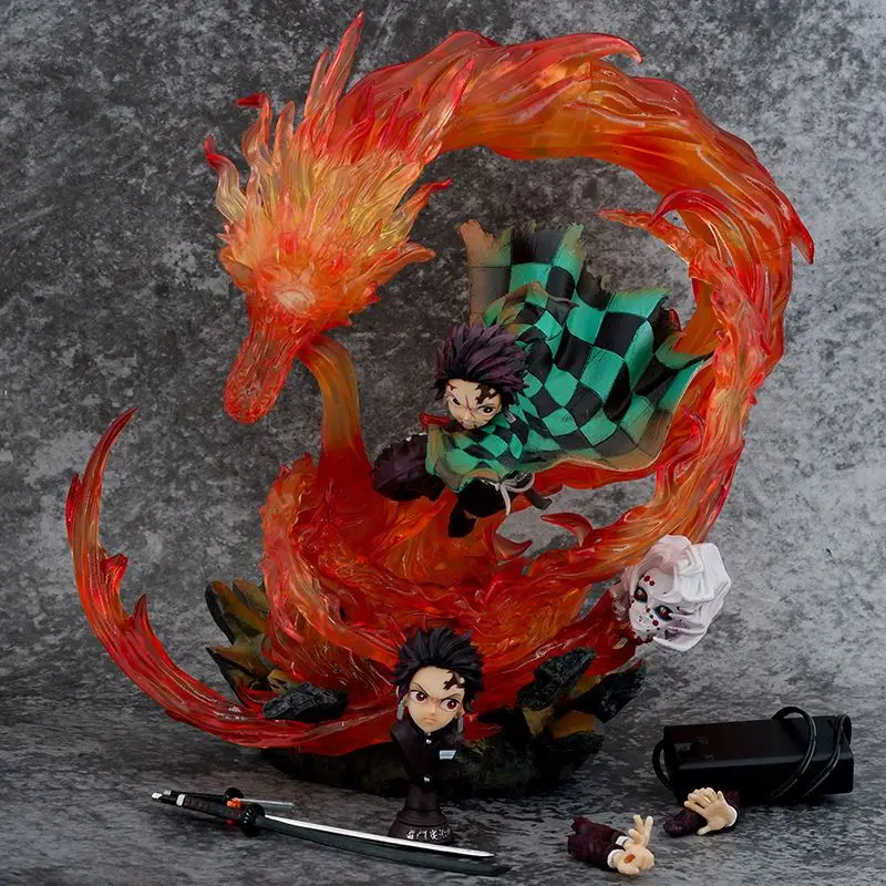 Kamado Tanjirou 30cm Can shine Anime Figure collectibles Toys Demon Slayer Action Figures