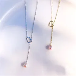 Fashionable Necklace Pendant Freshwater  Pearl Heart Shaped  S925 Sterling Silver Natural Pearl