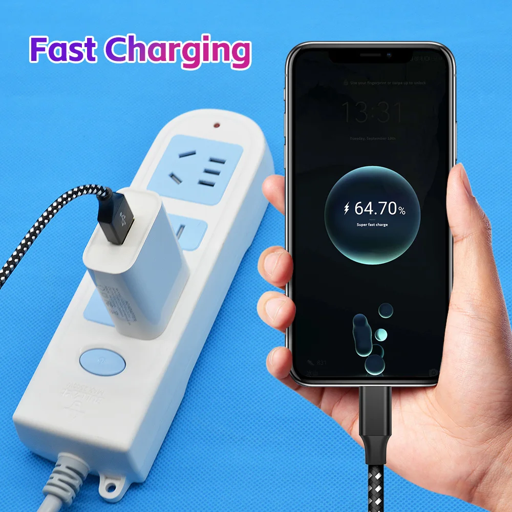 Hot Selling Pure Copper Nylon Braided Cable 1m/2m/3m Fast Charging Cables Type C Micro Port Data Cables