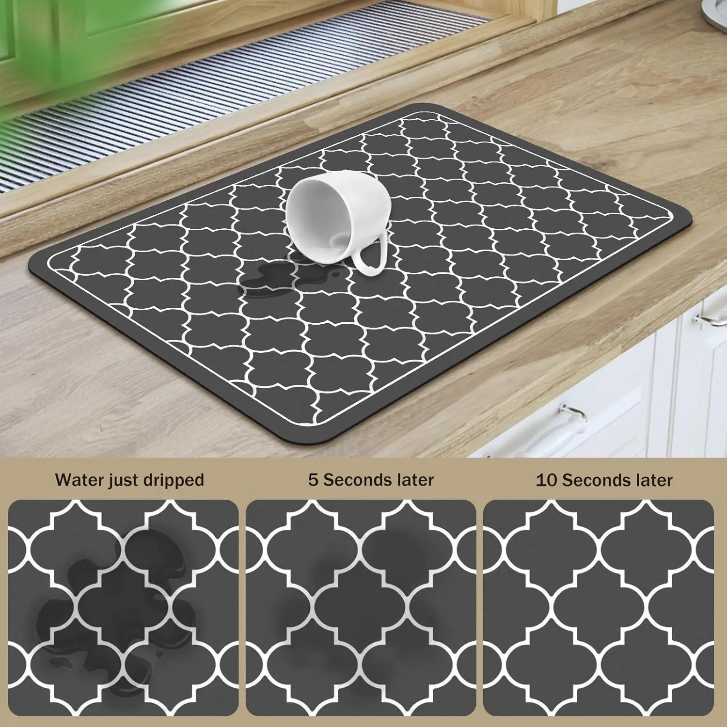 Dish Drying Mats for Kitchen Counter Coffee Bar Mat Self Dish Drying Pad Water Absorbent Dry Mats for Kitchen Dishes