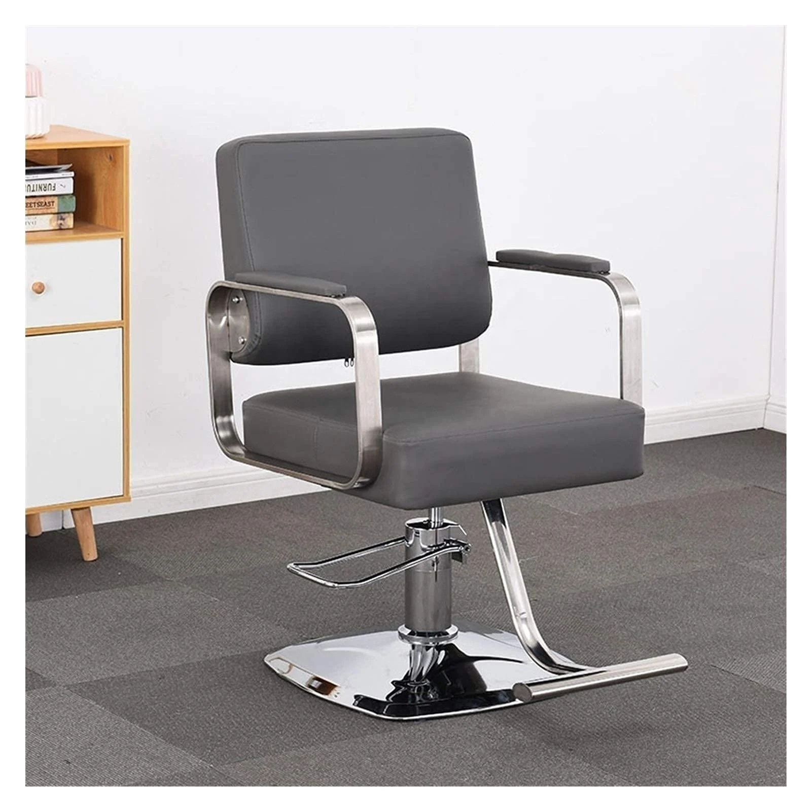 vintage portable white brown recline hydraulic barber beauty reclining styling salon chair for hair stylist with footrest
