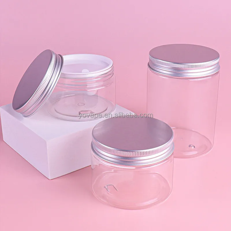 Low wide mouth jar for teeth whitening bath salt 50g 50 ml 80ml 8 Oz 16oz serum creme pet plastic bottle cosmetic jars with lids