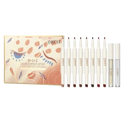 Double Headed 2 In 1 Design Matte Lipstick Lipliner Pencil Set Velvet Lip Liner Pen Clear Lip Oil Plumping