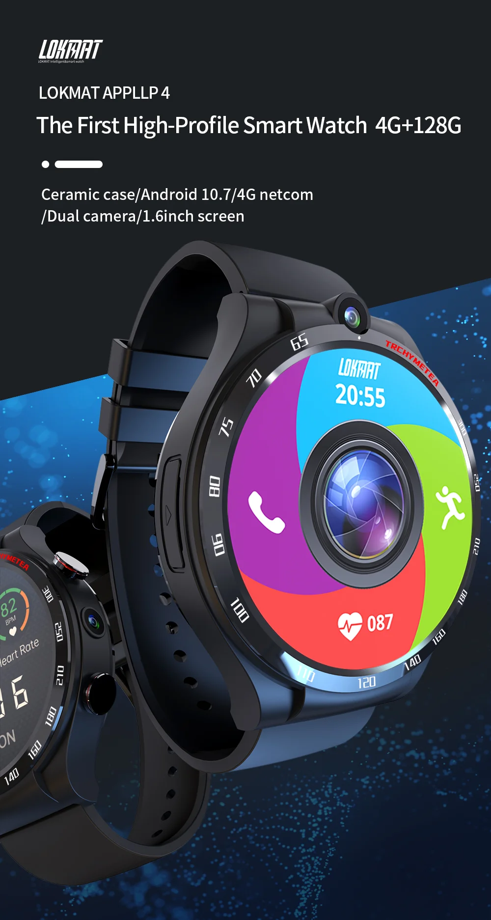 Lokmat Appllp 4 Men Smartwatch Android Smart Watch 4G Sim Call Smart Watch