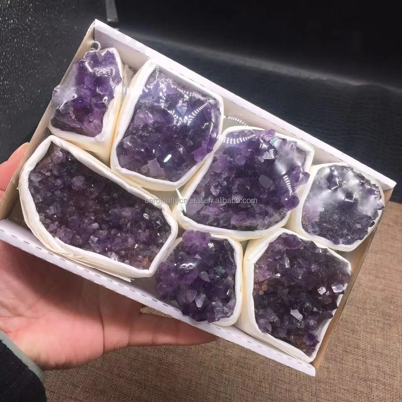 Wholesale Natural Raw Uruguay Amethyst Crystal Cluster Box Mixed Specimen for Gifit Decoration
