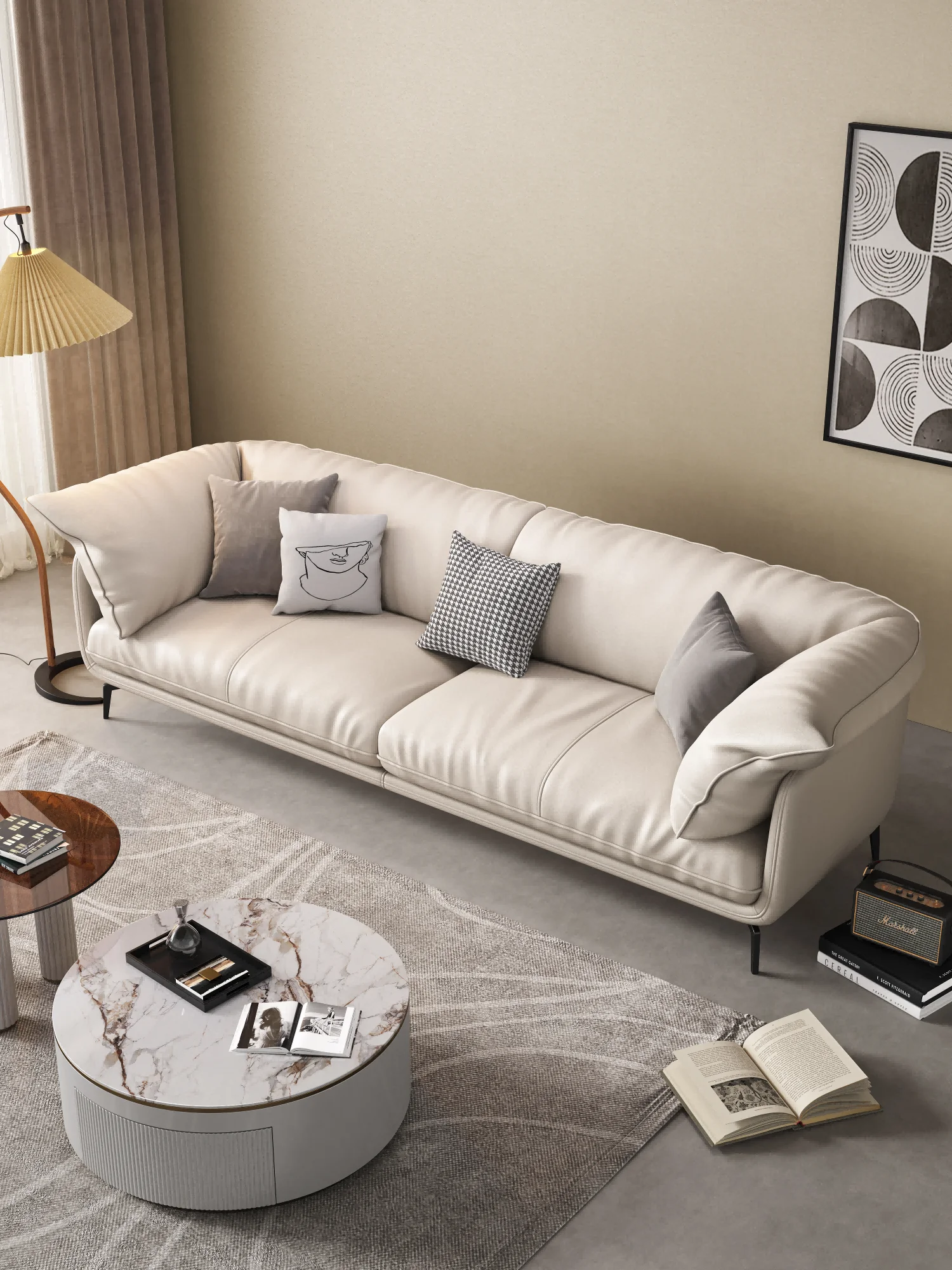 Wholesale Factory Luxury White Sofa Three Person Seat Soft Leather Furniture Living Room Sofa