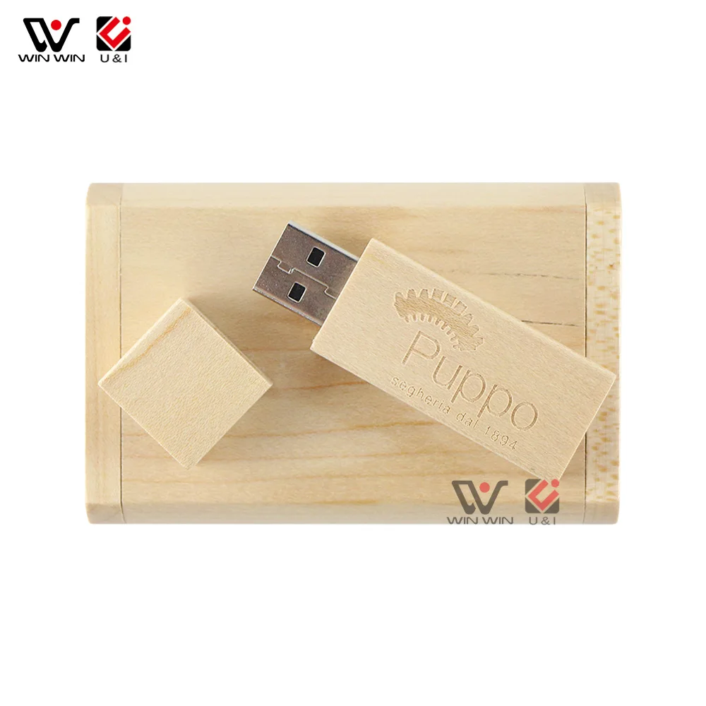 Heart Shape Printing Wedding Pattern Wooden Custom Usb Stick with Wooden Box Pendrive