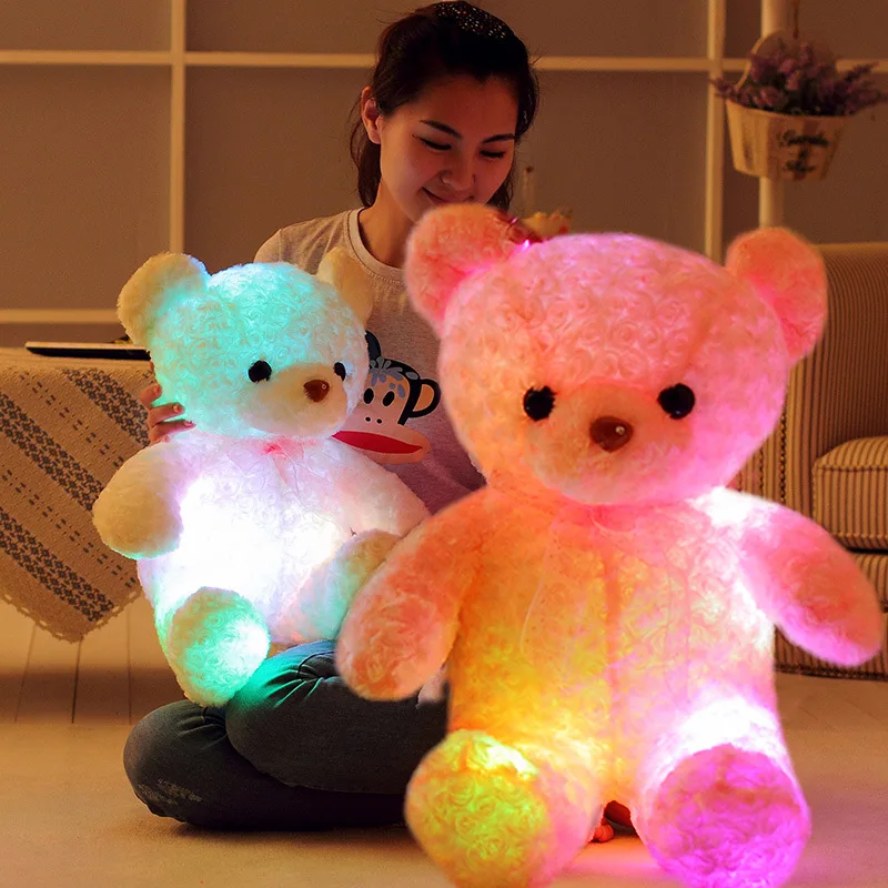 1PC 20/35cm High Quality Luminous Plush Teddy Bear Toys Animal Doll lovely bear animals Best Birthday Gift For kids Baby  HH