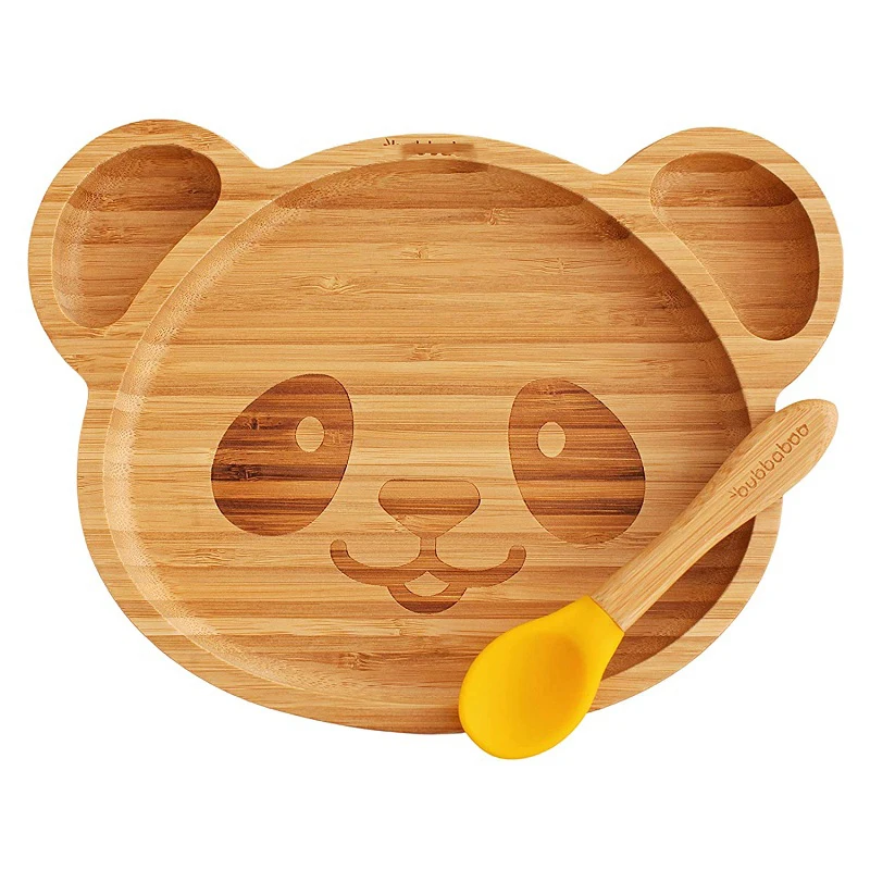  Panda Design Baby Suction Bamboo Plate Custom disposable Spoon