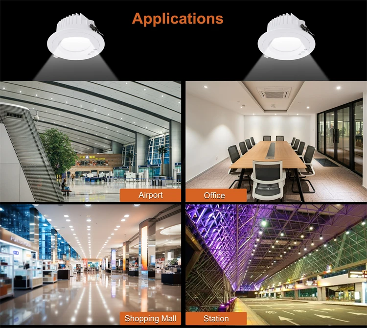 Commercial Aluminum Alloy Indoor Cct Adjustable Cob Downlight Spot Lights Led Ceiling Downlight With Motion Sensor