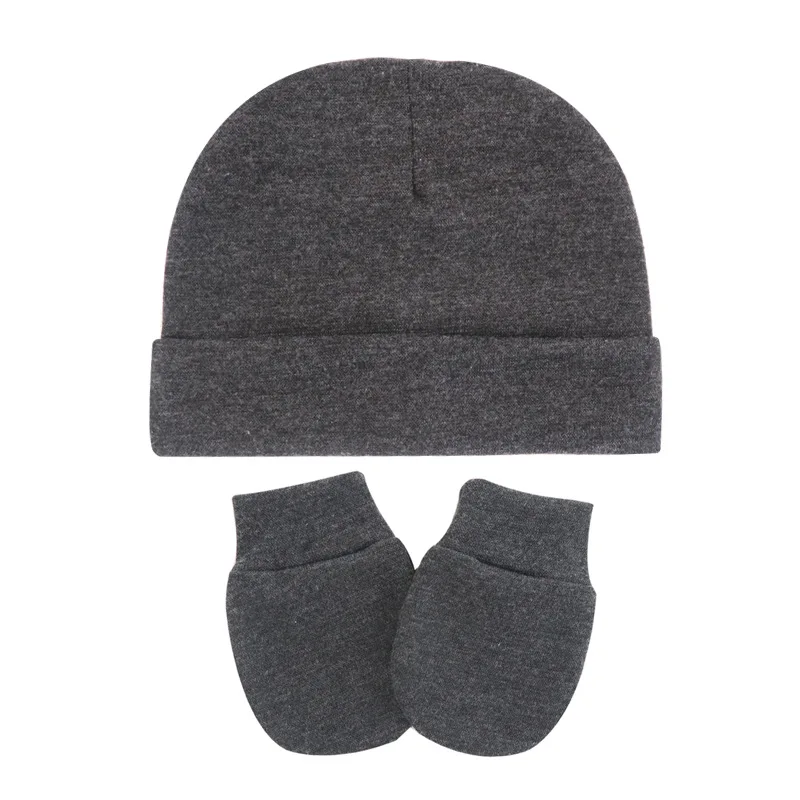 A Hat For Newborns Anti-Scratch Set Baby Beanie Hat Solid Color Hood Baby Hats Baby Products