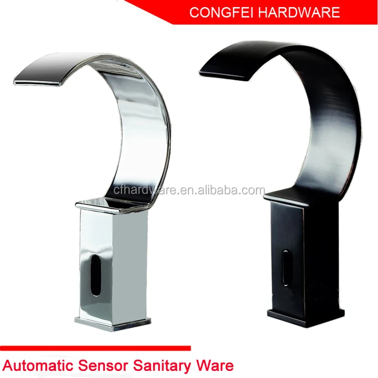 Special circle shape black color Automatic sensor faucet brass infrared sink faucet electric hotel bathroom hardware tap