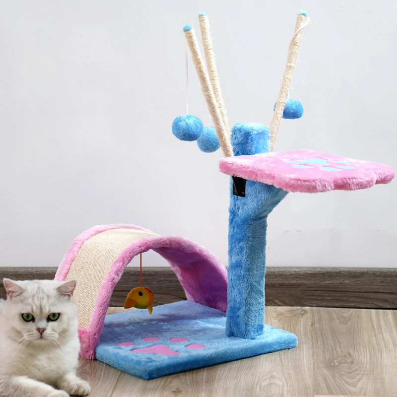 China factory sustainable inventory wholesale multi-level cat toys wooden cat treehouse