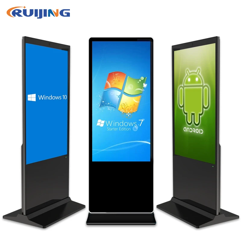 Floor Stand 32 43 49 55 65 Inch 4K Digital LCD Display Monitor Touch Screen Players Wifi Indoor Totem Advertising Screen