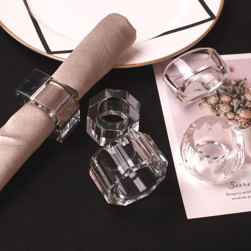 Clear Solid Acrylic Flower Holder Wholesale plastic glass rustic lucite napkin ring