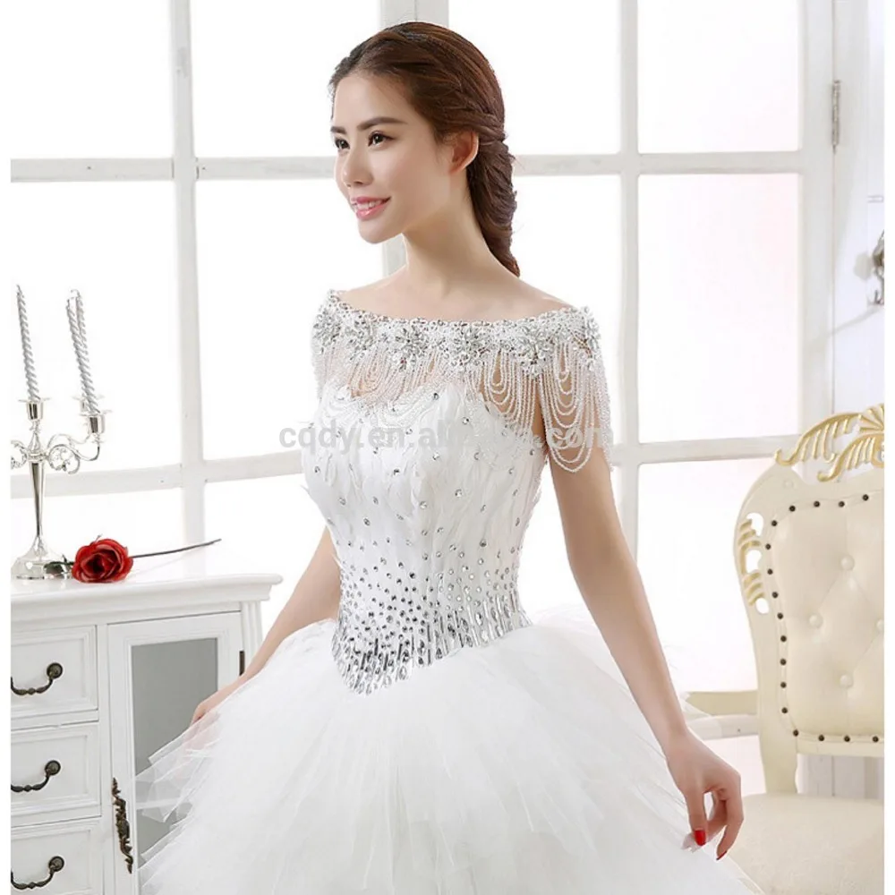 Real Luxury Wedding Jacket Customize Beaded Crystal ribbon bow Lace Wedding Wraps Bolero Tulle coat