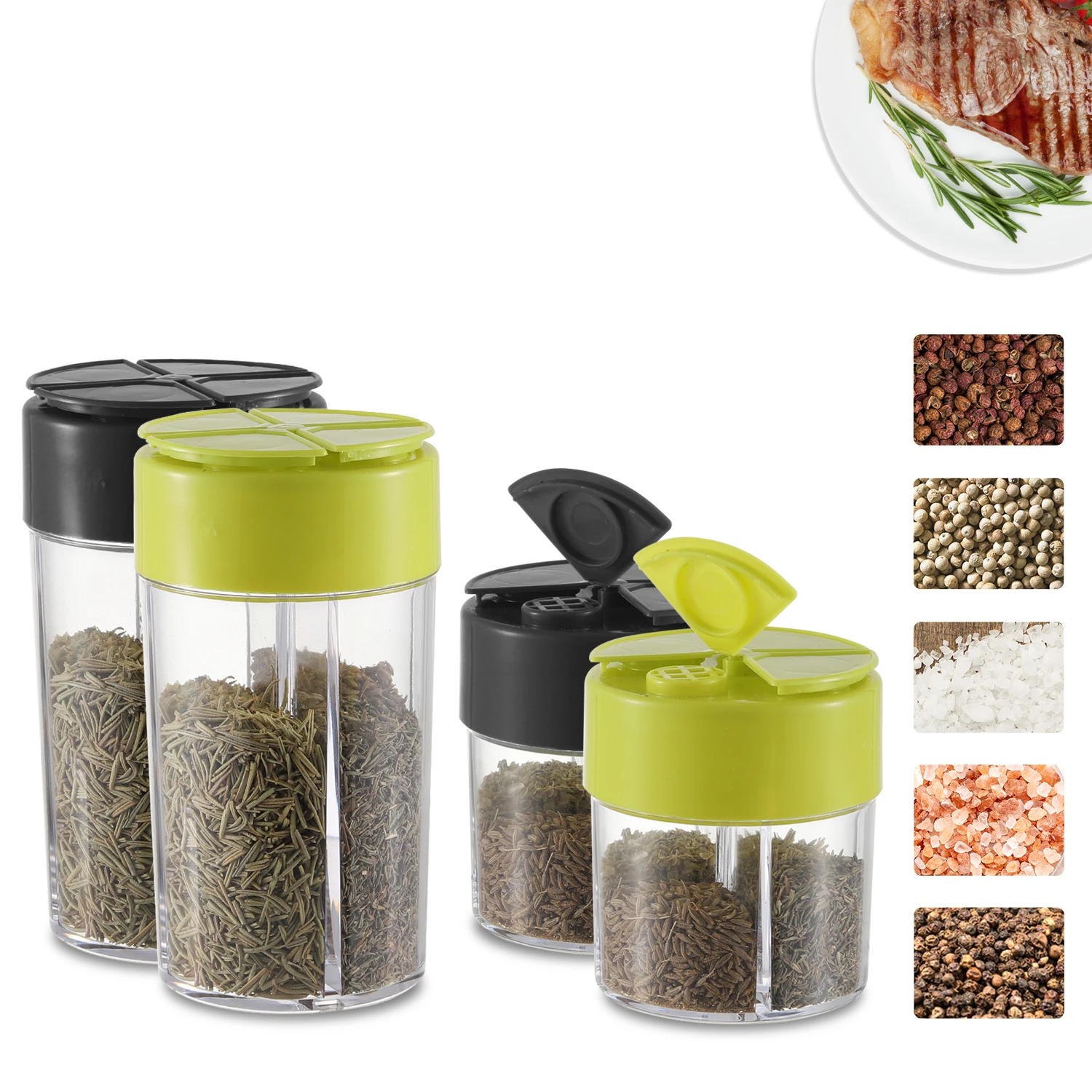 Plastic Spice and  Pepper Shakers 4 Packs Empty Spice Jars Seasoning Plastic Bottle Salt Sugar Shaker Bottle Spice Shaker