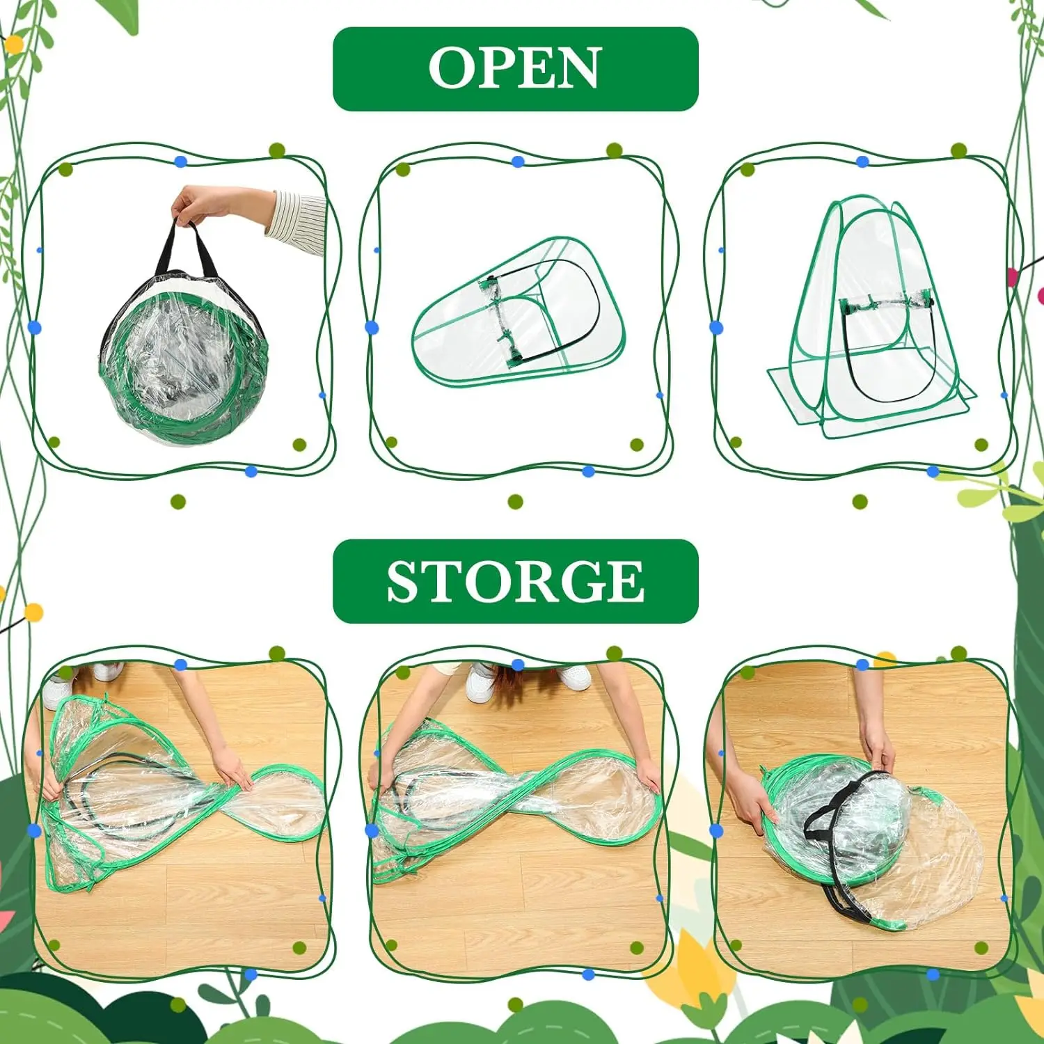 6 Pieces Mini Greenhouse Outdoor Pop up Greenhouse Cover 24 x 24 x 31 Inch Mini Gardening Sunshine Plant Flower Room