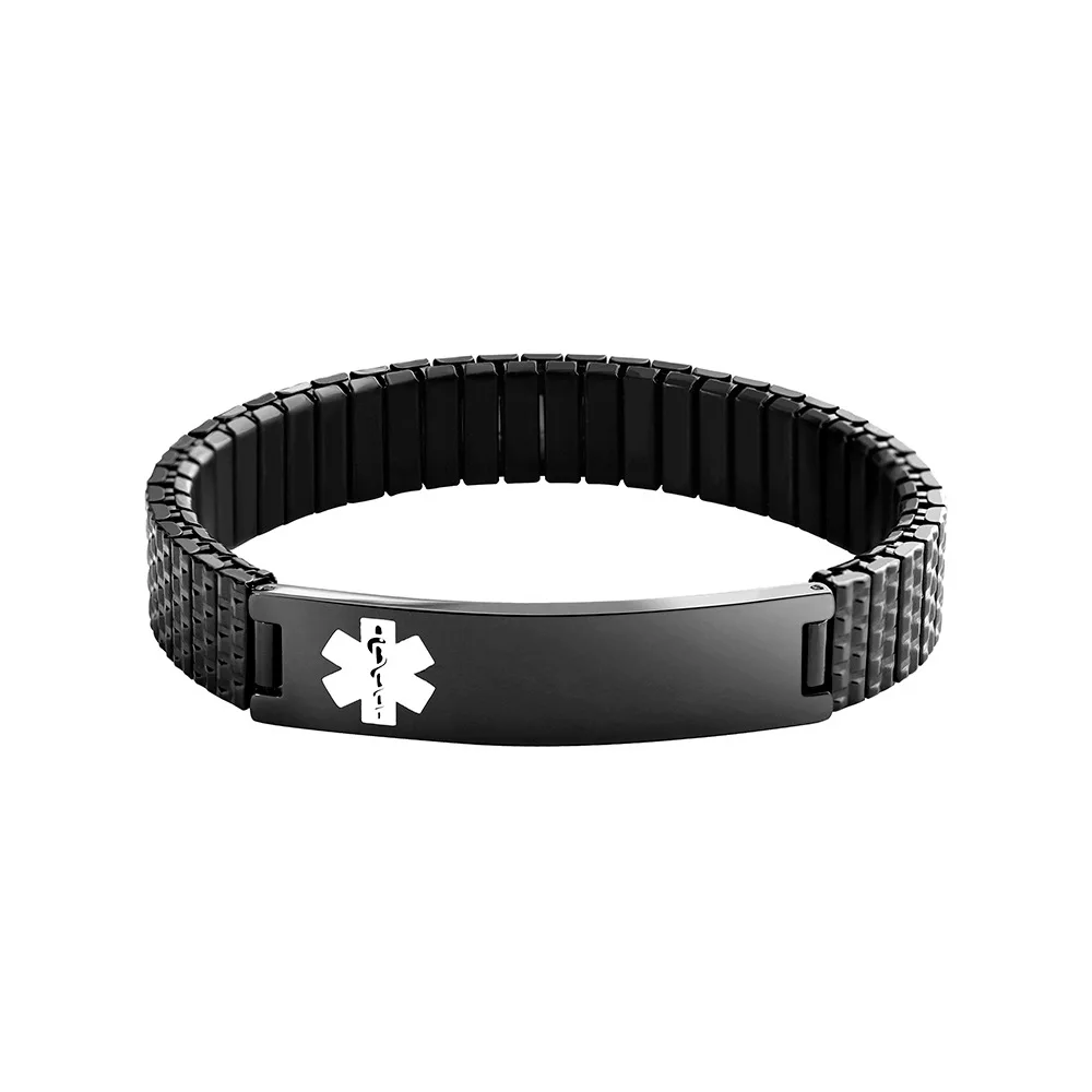 Dropshipping Custom Stainless Steel ID  Bracelets for Women Men Diabetes Medical Alert Bracelets