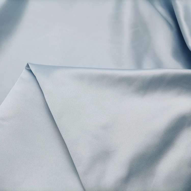 Best Selling Breathable 100%Polyester Blue Silk Matte Satin Fabric for Elegant Party Dress