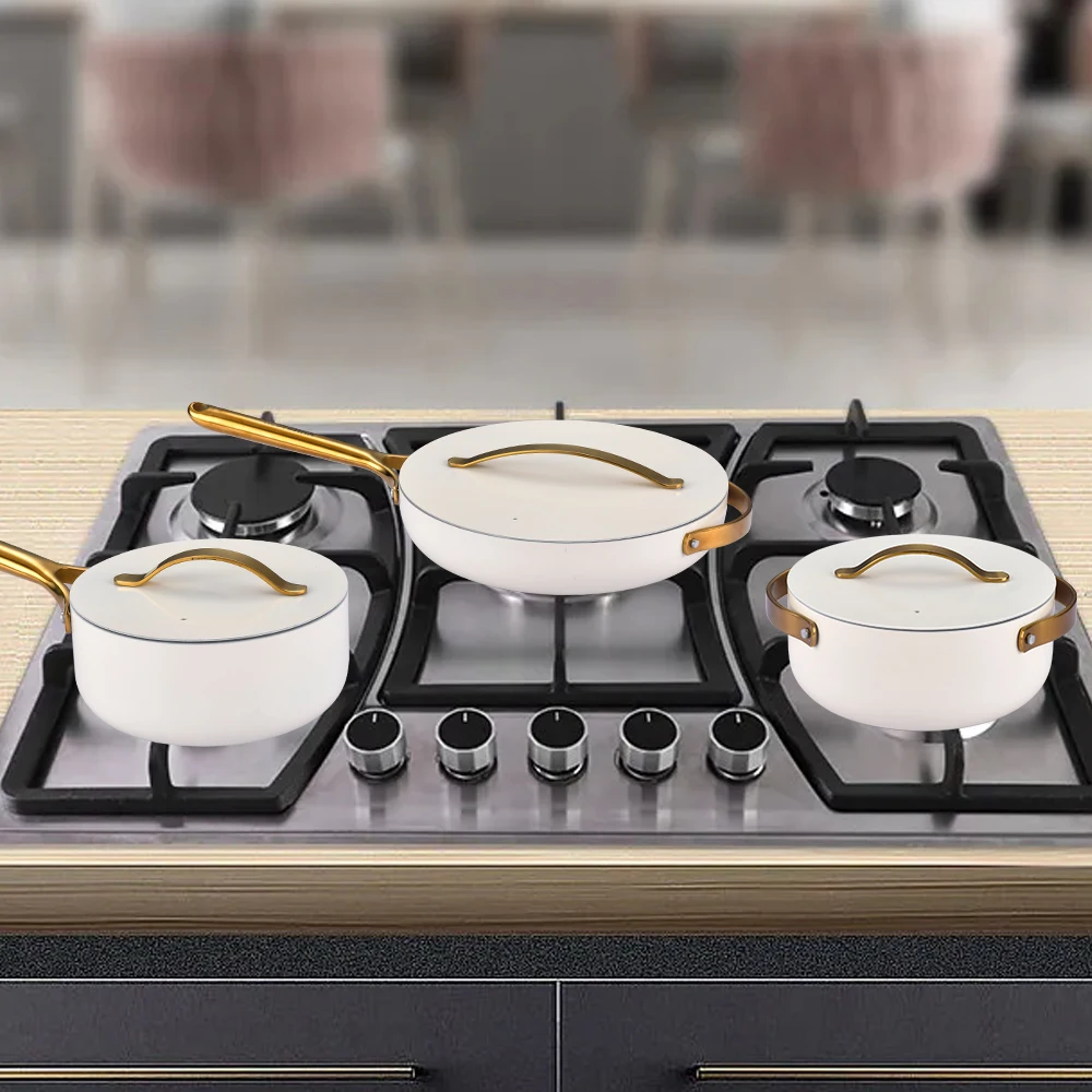 Nonstick Ceramic Cookware Set Pots Pans Aluinum Lids and Kitchen Storage Non Toxic PTFE & PFOA Free Oven Safe